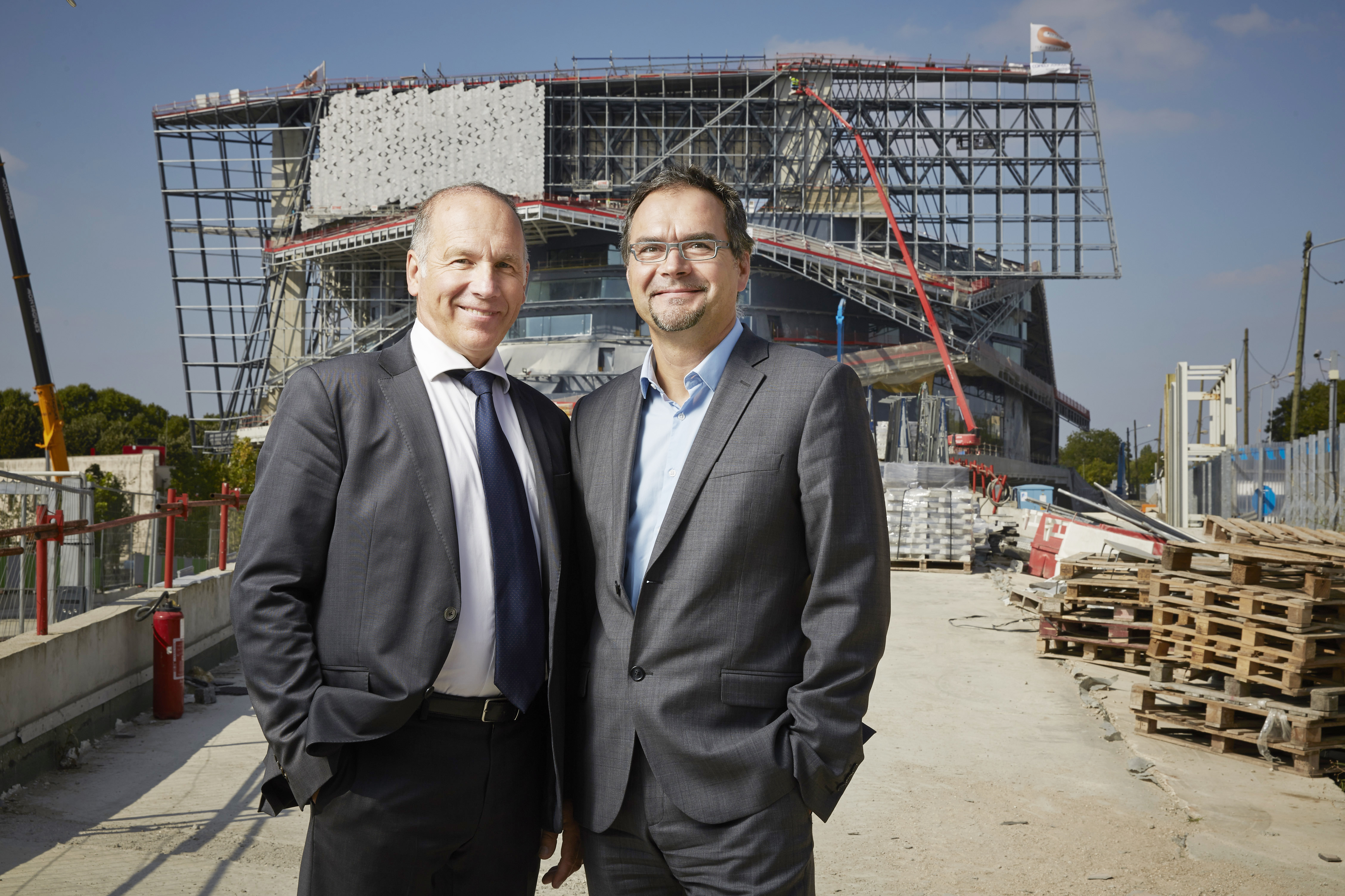 Pierre Bock et Hervé Maurer sur le chantier de la Philharmonie de Paris